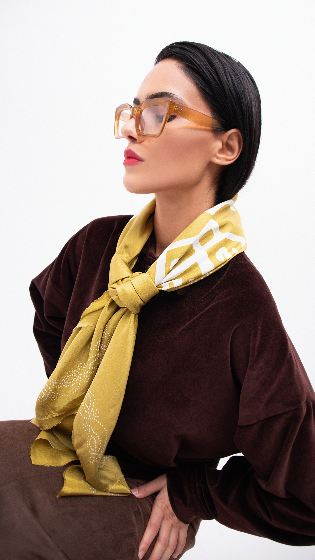 RENA OCHRE SILK SCARF