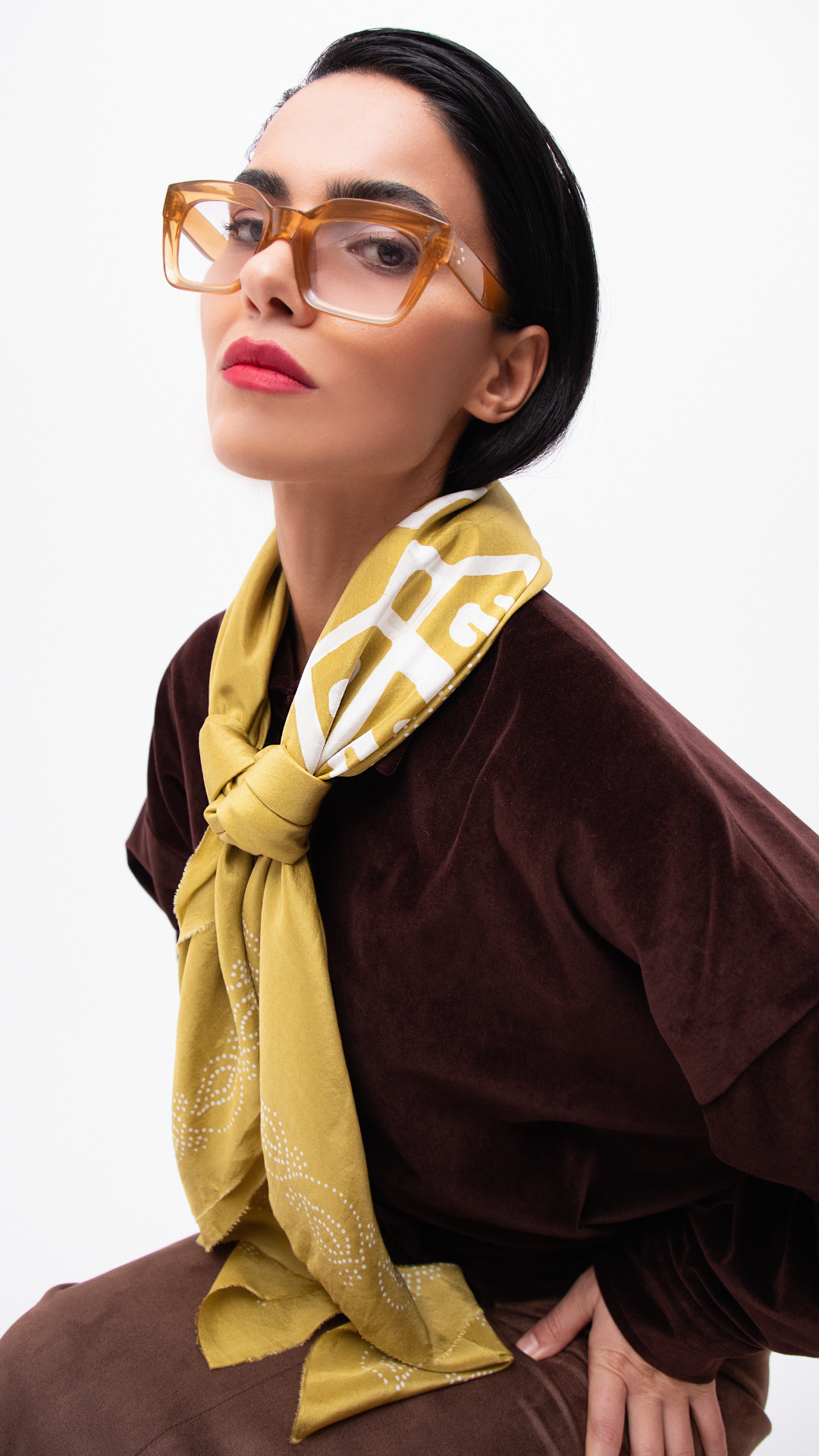 RENA OCHRE SILK SCARF