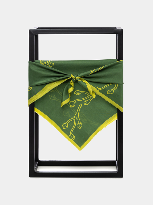 AMINA CARRÉ FOREST GREEN SILK SCARF