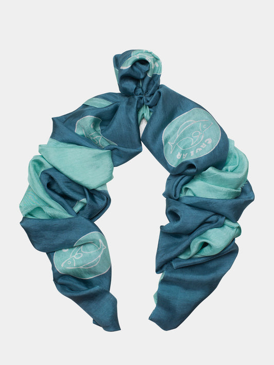 AYNA TURQUOISE & PRUSSIAN SILK SCARF