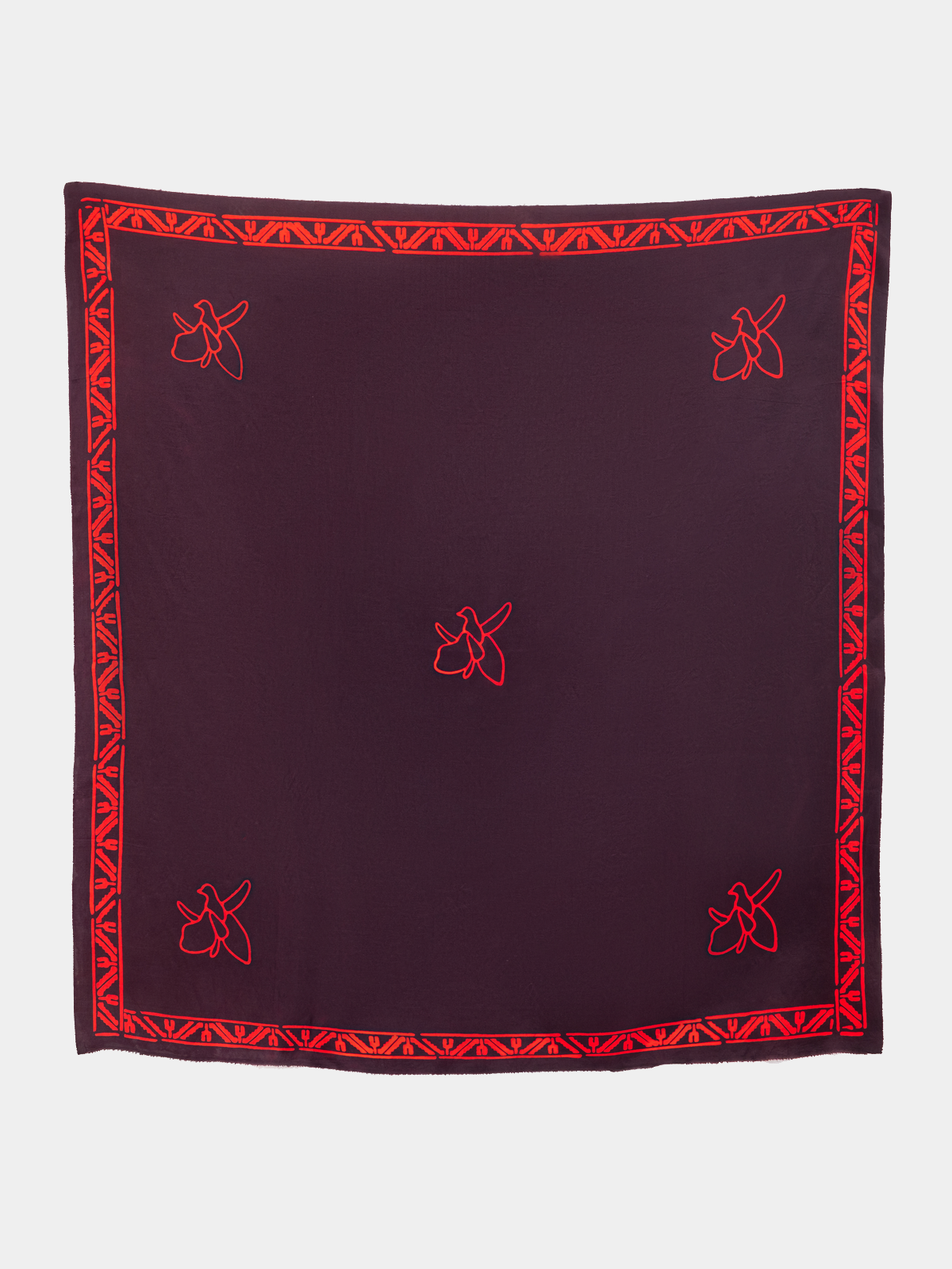 AZIZA 24 RED & BORDEAUX SILK SCARF