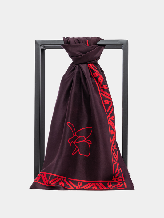 AZIZA 24 RED & BORDEAUX SILK SCARF