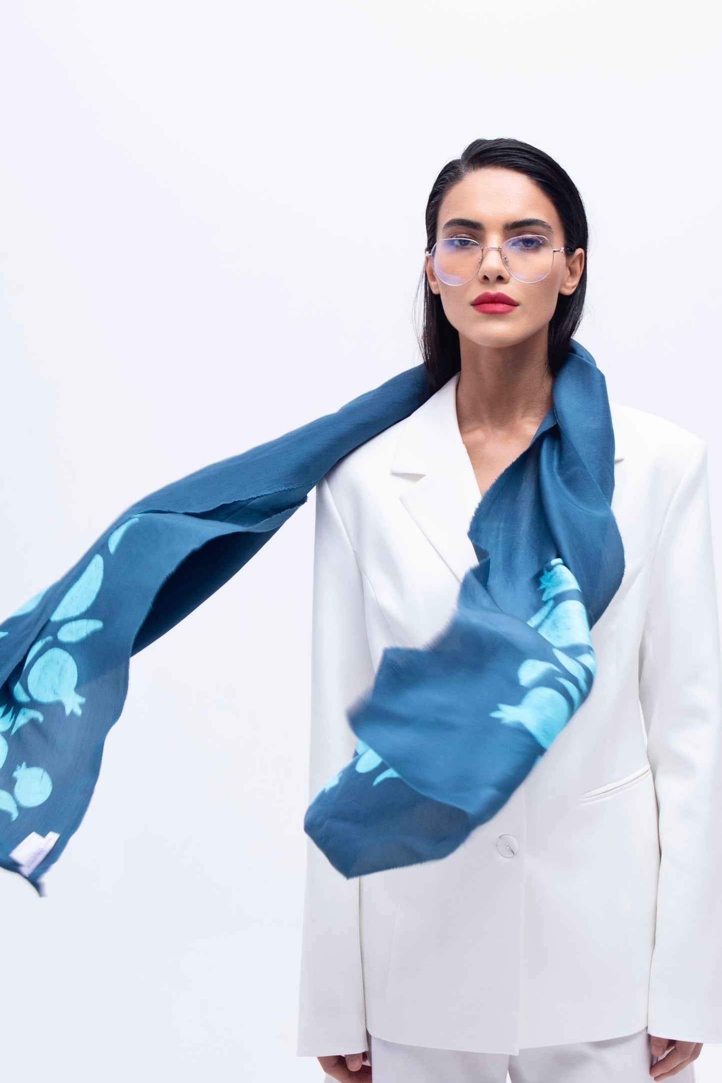JANANA NAVY & BLUE SILK SCARF