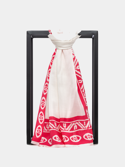 SEVA WHITE & PINK SILK SCARF