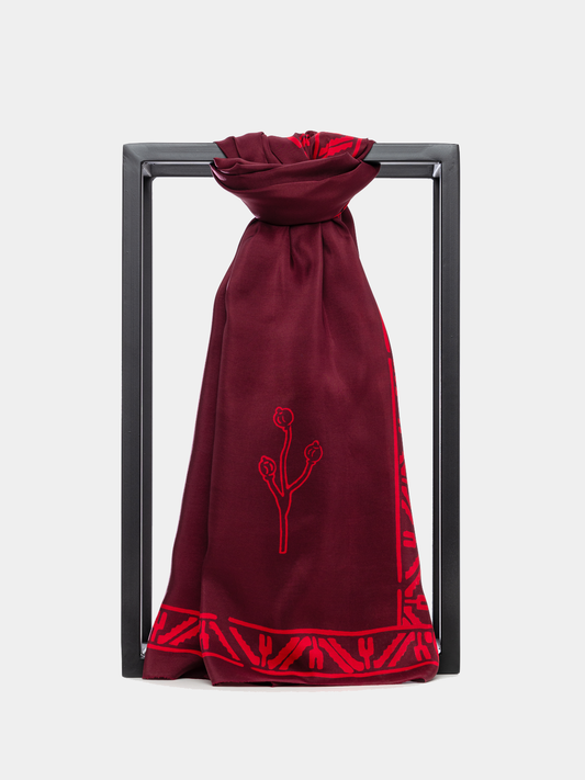 TAHMINA RED & BORDEUX SILK SCARF