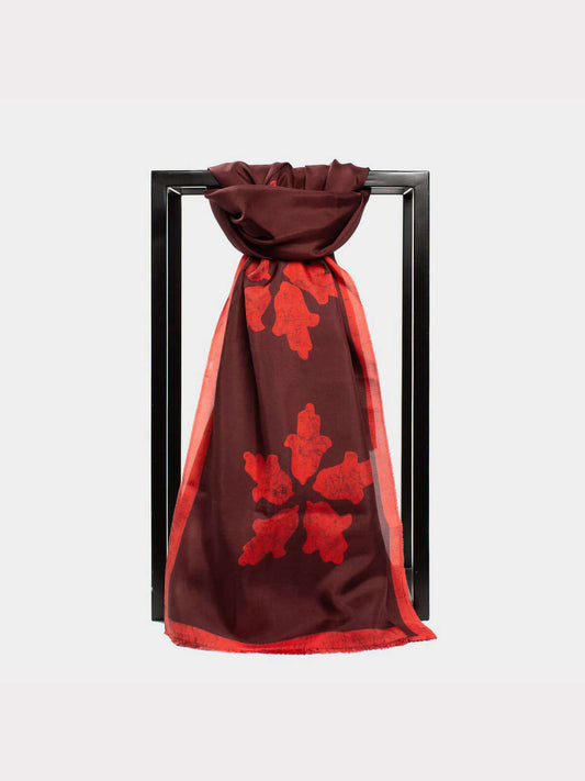GULNARA RED & BORDEUX SILK SCARF - MENZER HAJIYEVA