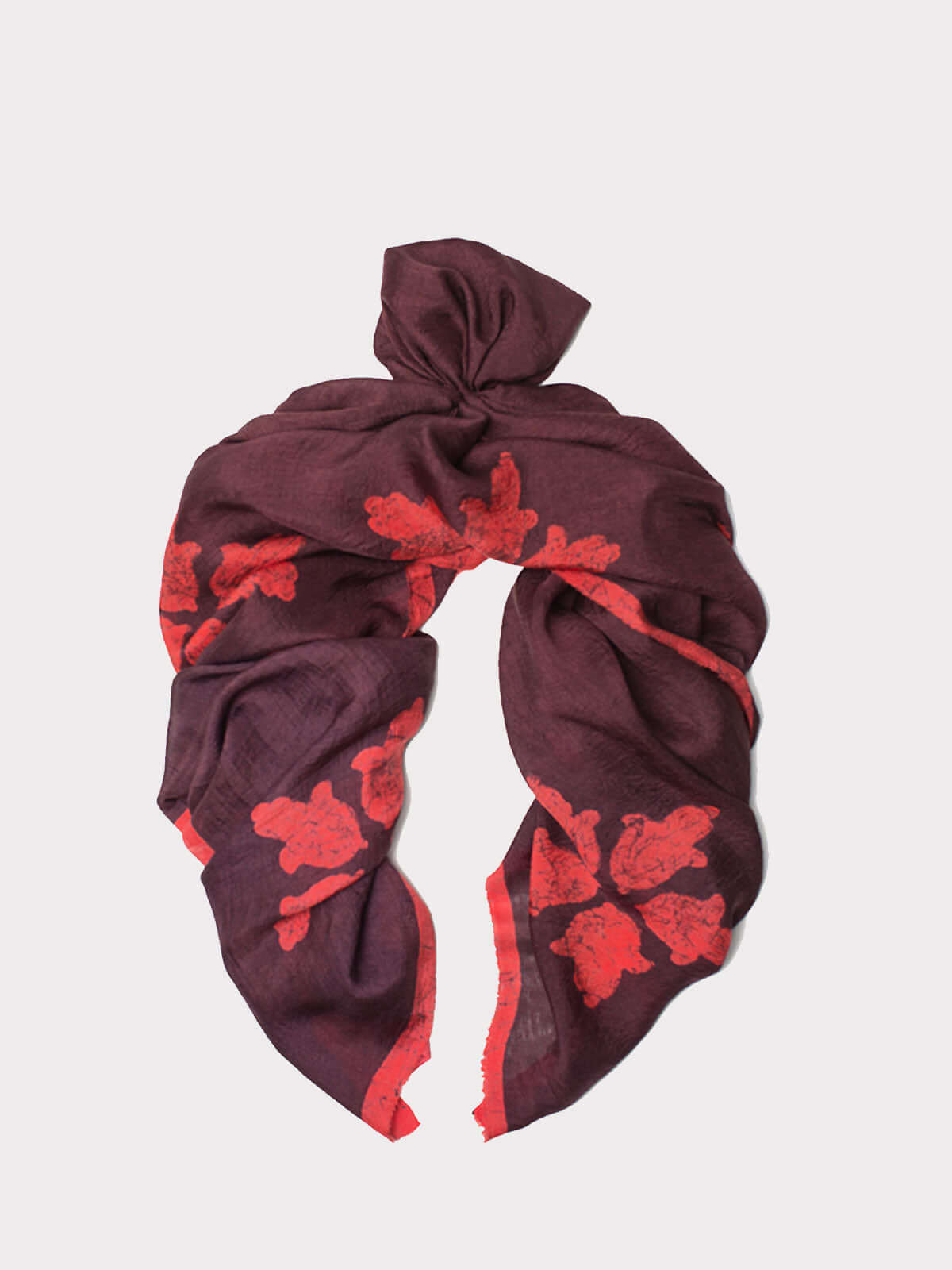 GULNARA RED & BORDEUX SILK SCARF - MENZER HAJIYEVA