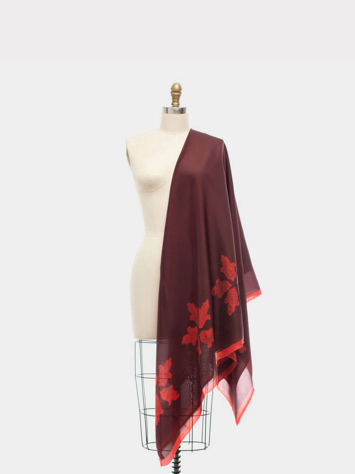 GULNARA RED & BORDEUX SILK SCARF - MENZER HAJIYEVA