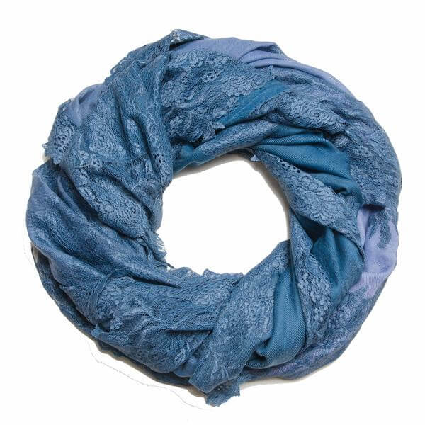 VICTORIA BLUE LACE/SILK LACE SHAWL - MENZER HAJIYEVA