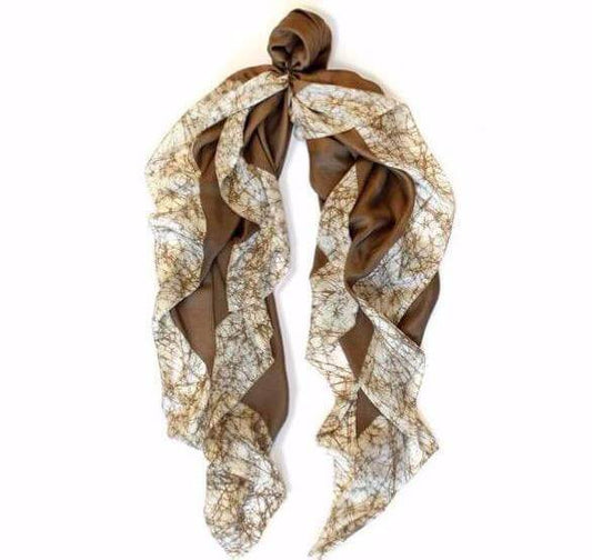 AYAN MOSS GREEN SILK SCARF - MENZER HAJIYEVA