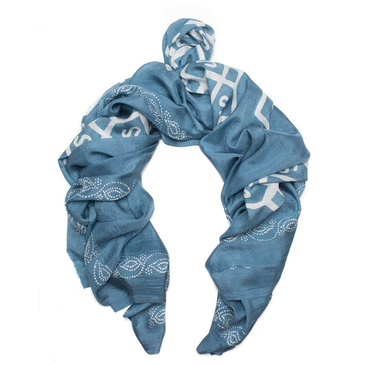RENA GRAY SILK SCARF - MENZER HAJIYEVA