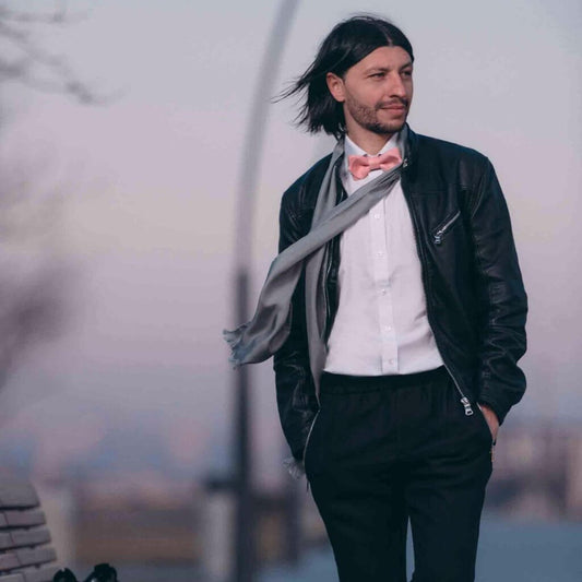 SILVER TUXEDO SCARF - MENZER HAJIYEVA