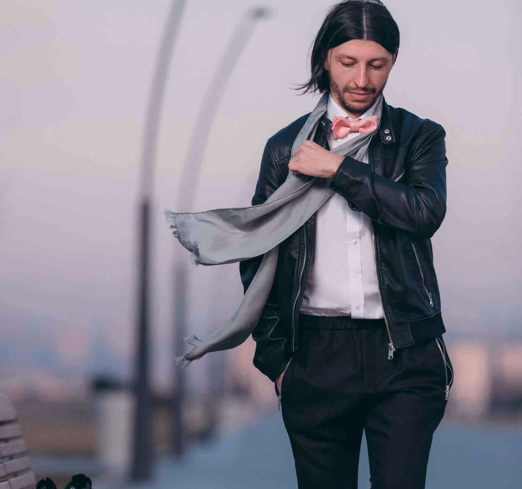 SILVER TUXEDO SCARF - MENZER HAJIYEVA